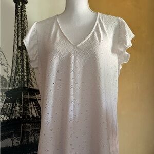 Michael Kors White Cap Sleeve Ruffled Blouse